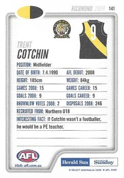 2009 Select Herald Sun AFL #141 Trent Cotchin Back
